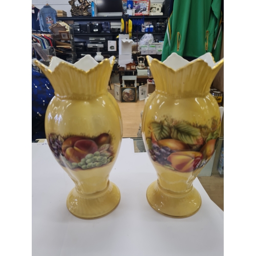 14B - Pair of large aynsley orchard gold vases