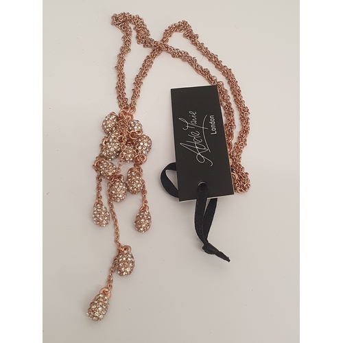 12H - Adele Marie London Rose Gold Coloured Necklace with Diamante detail