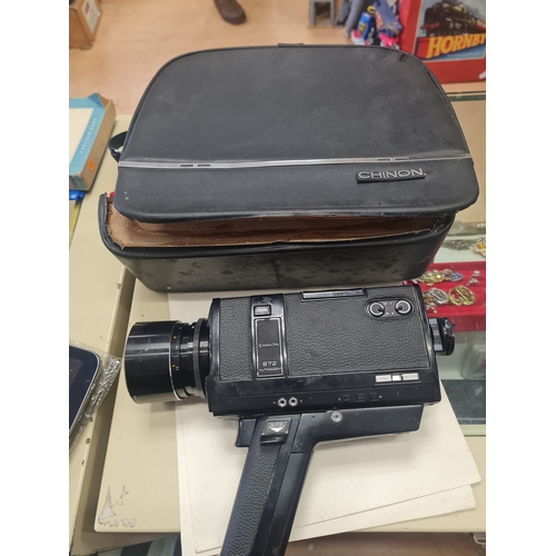 3E - Chinon 872 Autozoom Super 8 Film Camera Vintage With Carrying Case Black