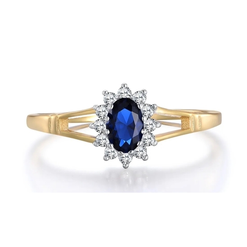 27A - 9 ct  Gold on Sterling 925 Silver Blue and White Sapphire Cluster Ring