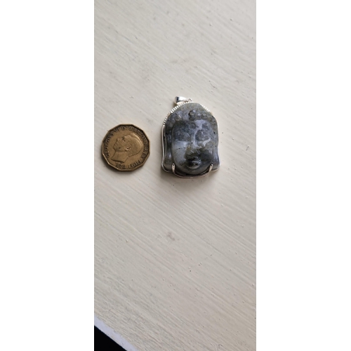 141 - . 925 Buddha face agate pendant