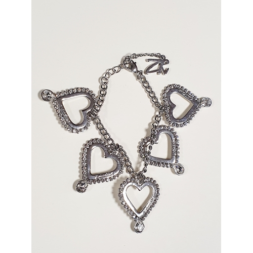 256 - New Diamante Hearts Charm Bracelet