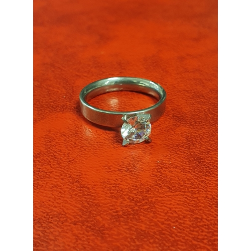 366 - Band ring with large Diamante stone