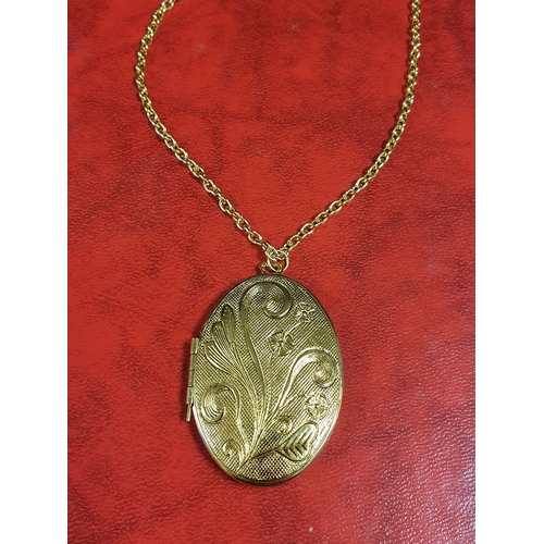 401 - Large Gold Plated Locket and Chain with box