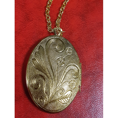 401 - Large Gold Plated Locket and Chain with box