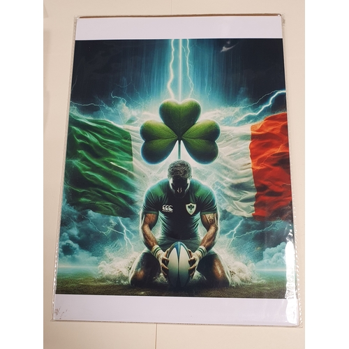 59A - A4 High Gloss Print With Cardboard Backing And protective Sleeve Irish Rugby