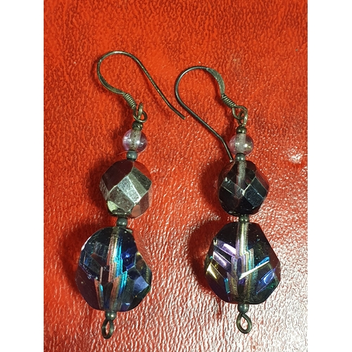 34H - Sterling Silver 925. Iridescent Earrings