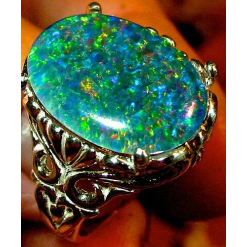 012Z - 925 Silver Ring  White Fire Opal Moon Stone