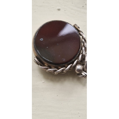 1C - Antique sterling silver bloodstone fob and chain 82.3grms

relisted due to non payer