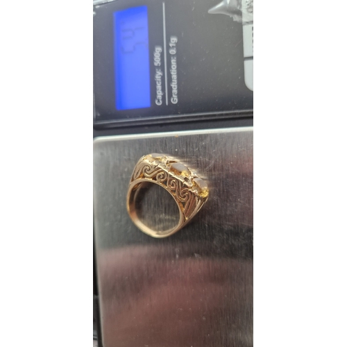 02I - Gold/citrine ring marks rubbed size m/n 5.4grms