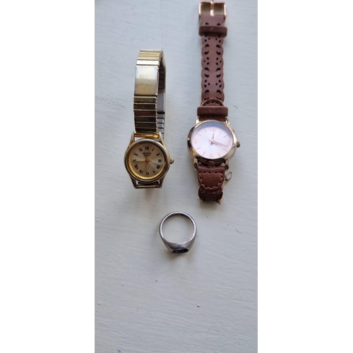 176 - Watches,  working and large sterling silver ring ( no stone)