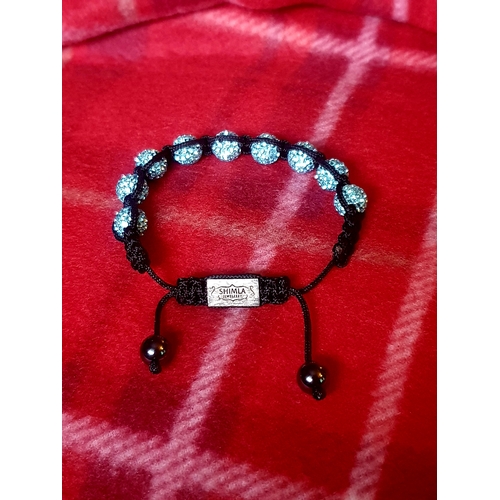 444 - Ladies baby blue diamante adjustable bracelet