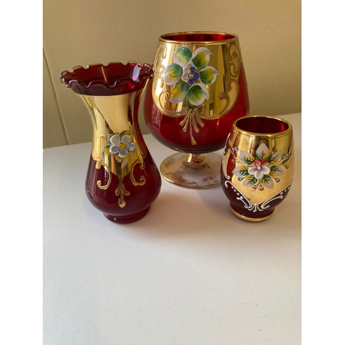 508 - Bohemian hand painted set