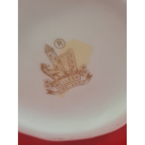 553 - Brown stamp belleek vase