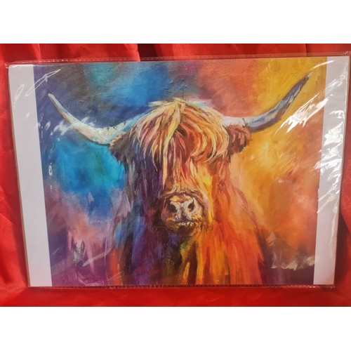 17A - A4 hi gloss im sleeve with cardboard back Highland cow