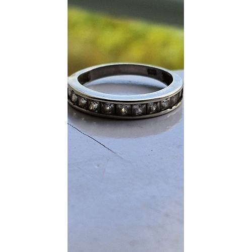 408 - Sterling silver half eternity cz ring size m