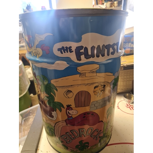 018P - Large flinstones tin bucket/container