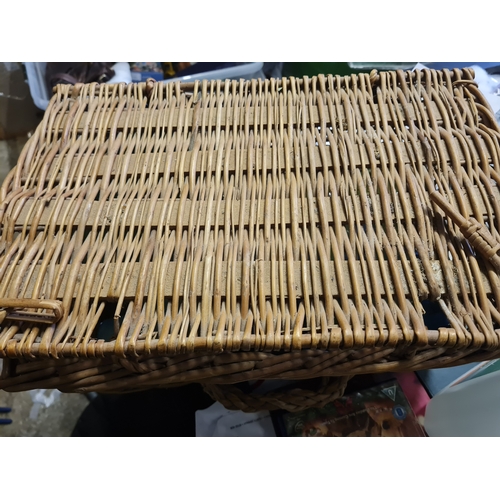 60 - Vintage wicker basket with contents