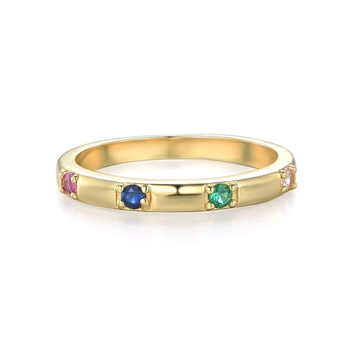 388 - 9 Carat Gold on Sterling 925 Solid Silver Multi Gem Eternity Ring