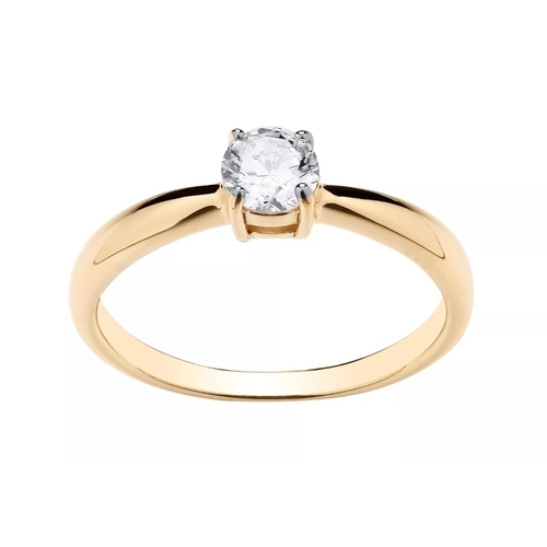 63 - 9ct Yellow Gold on silver Engagement Ring