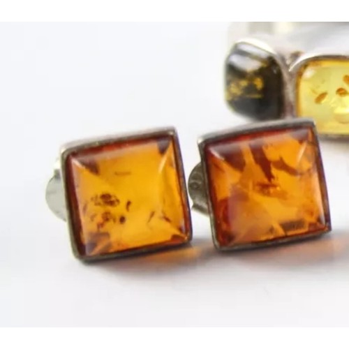 2 - Vintage Sterling silver amber earings