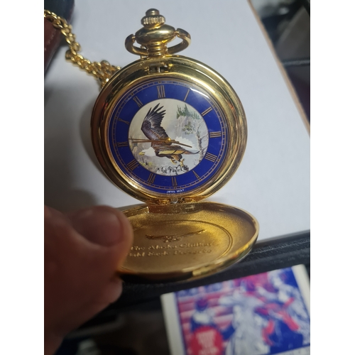 04C - Alaska bald eagle cased pocket watch brilliant condition