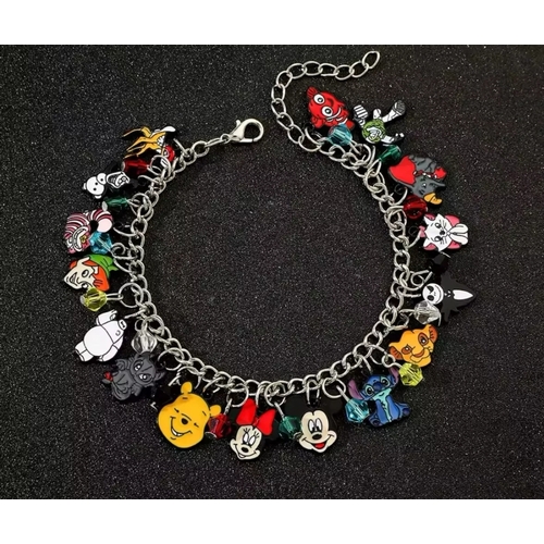 13T - Minnie Mickey Ariel Stitch Dumbo Disney Character Charm Bracelet