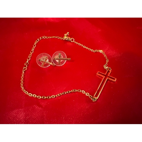 411 - Religious bangle plus earrings