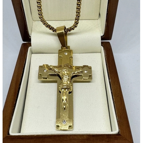 649 - 9ct  Large Gold filled jesus Crucifix