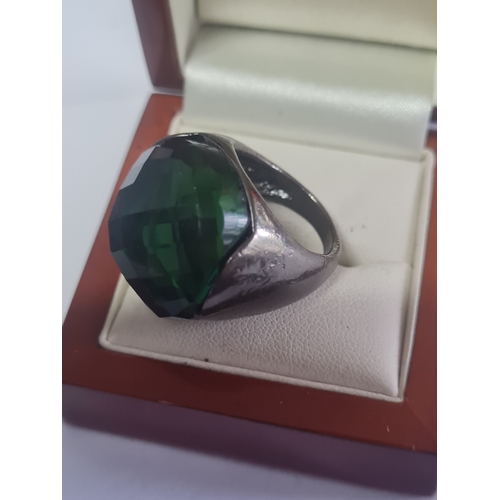 002 - Large vintage green stone ring