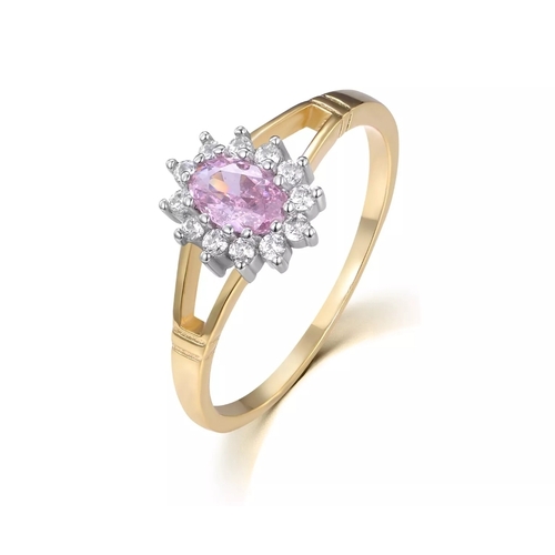 521 - 9ct Gold on Sterling 925 Silver Pink and White Sapphire Ring