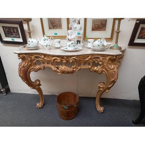 155 - 19th Century Style Giltwood Marble Top Consul Table