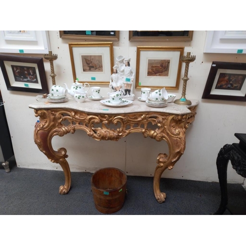 155 - 19th Century Style Giltwood Marble Top Consul Table