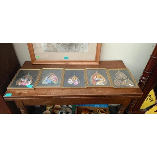 611 - Set of 5 Framed Asian Needlework Pictures