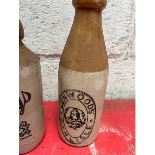 104 - Antique glazed earthenware bottles, Larne and Strabane interest.