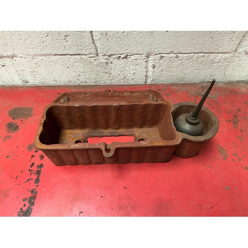 14 - Potato Digger Cast Iron Tool Box and Oil Can