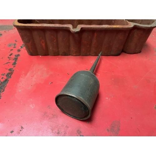 14 - Potato Digger Cast Iron Tool Box and Oil Can