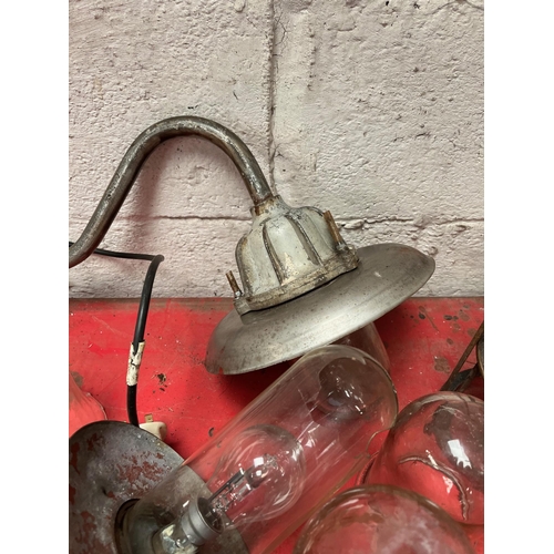 41 - Vintage swan-neck lights and glass shades