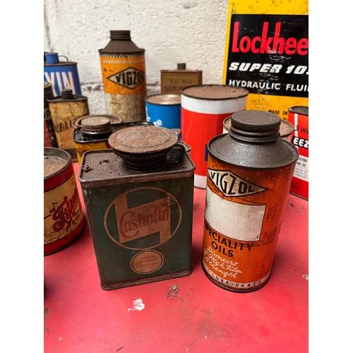 45 - Vintage oil and lubricant tins and cans