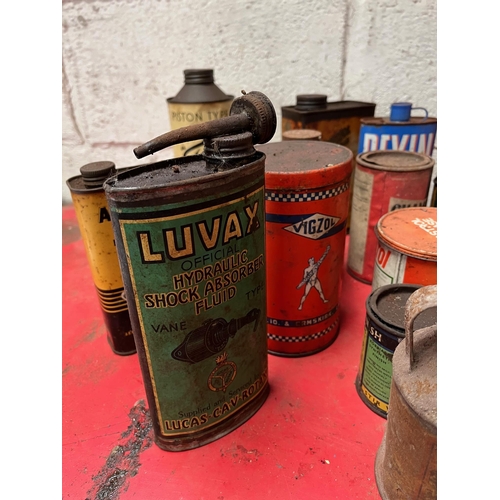 45 - Vintage oil and lubricant tins and cans