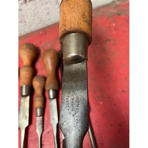 91 - Wooden handled screw drivers.