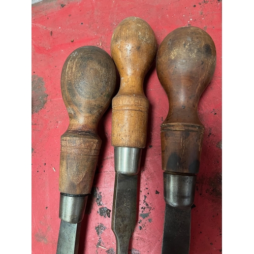 91 - Wooden handled screw drivers.