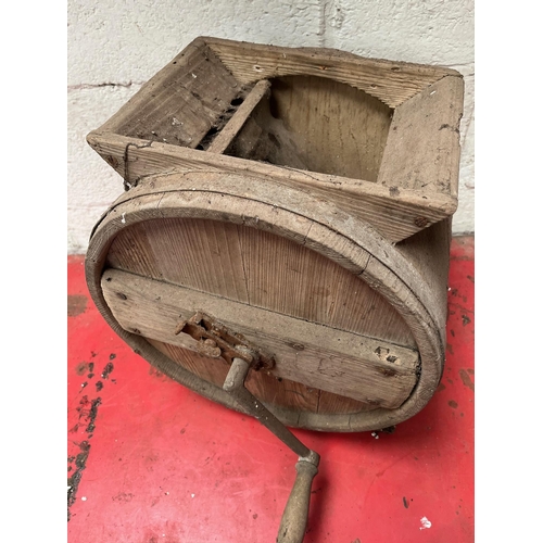 47 - Antique pine butter churn. No lid.