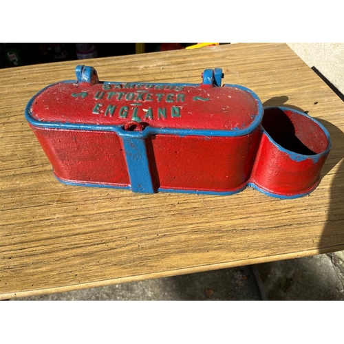 410 - Bamford cast iron tool box. {39 cm W x 12 cm H x 12 cm D}