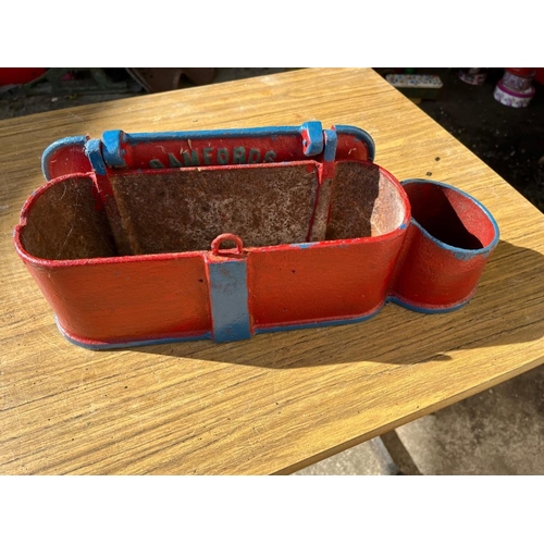 410 - Bamford cast iron tool box. {39 cm W x 12 cm H x 12 cm D}