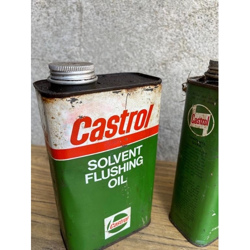 436 - Four vintage Castrol oil cans. {12 cm W x 18 cm H x 6 cm D}