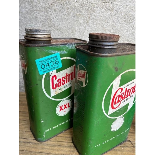 436 - Four vintage Castrol oil cans. {12 cm W x 18 cm H x 6 cm D}