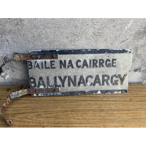 447 - Ballynacargy finger sign as found. {70 cm W x 16 cm H}