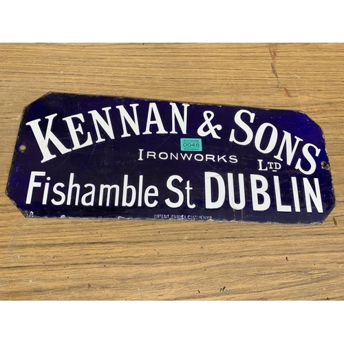 48 - Keenan & Sons antique enamel sign. {W 57 cm x H 23 cm }