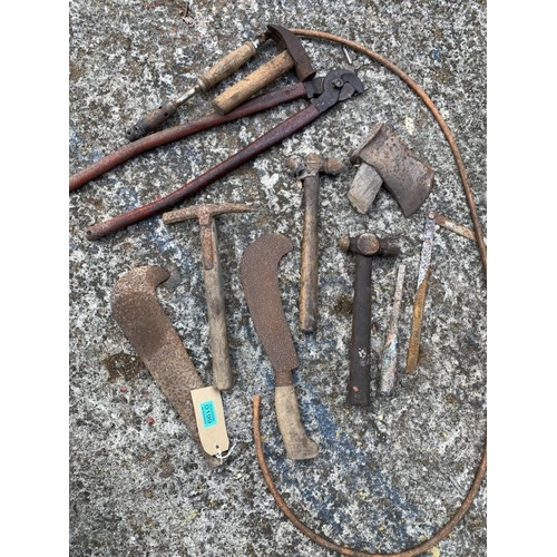 199 - Various quantity of tools, hammers, axes etc.